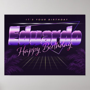Póster Eduardo Nombre Vorname lila retro Poster Geburtsta