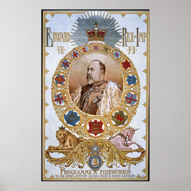 Póster Eduardo VII, Programa de fuegos artificiales (Frente)