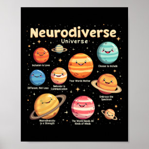 Póster Educación Autismo Conciencia Neurodiverso Universo