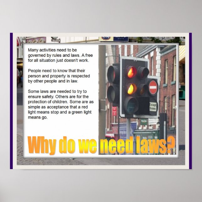 Póster Educación, ciudadanía ¿Por qué necesitamos leyes? (Frente)