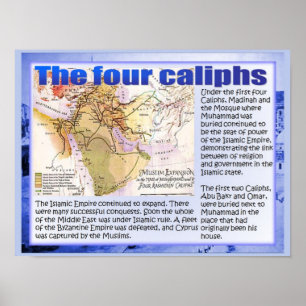 Póster Educación, historia, ascenso del Islam, cuatro cal