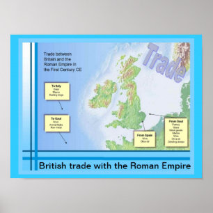 Póster Educación, historia, romanos, comercio británico c