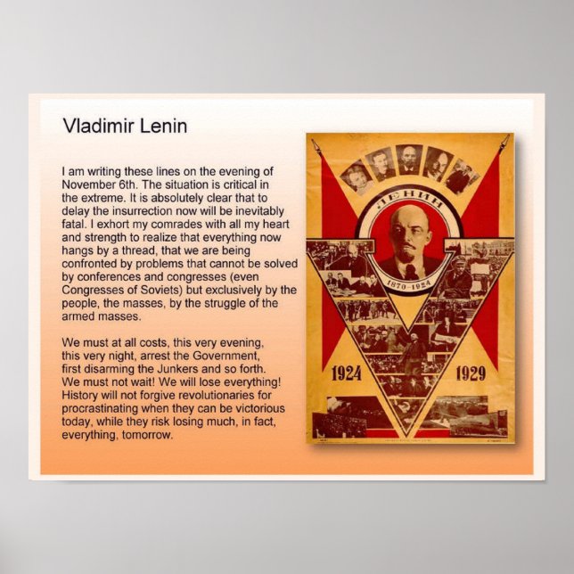 Póster Educación, Historia, Rusia, Vladimir Lenin (Frente)