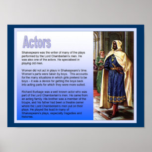 Póster Educación, historia, Shakespeare, actores
