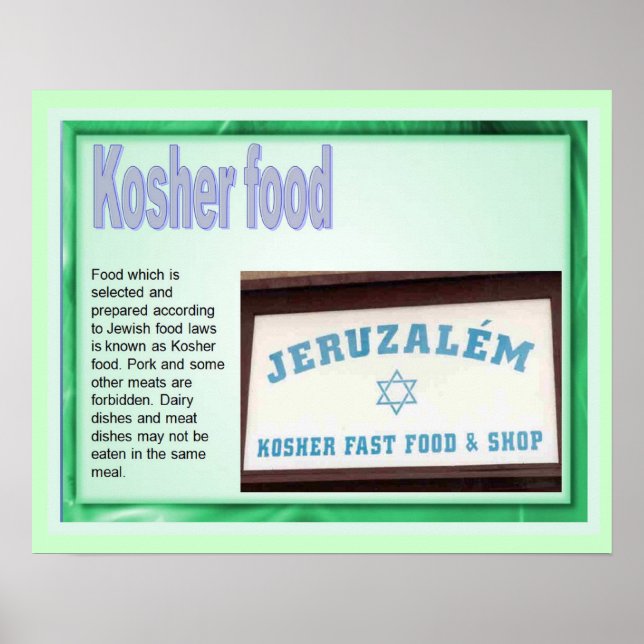 Póster Educación, judaísmo, comida Kosher (Frente)