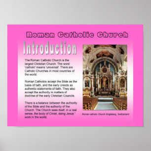 Póster Educación, religión, introducción católica romana