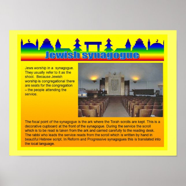 Póster Educación, religión, sinagoga judía (Frente)
