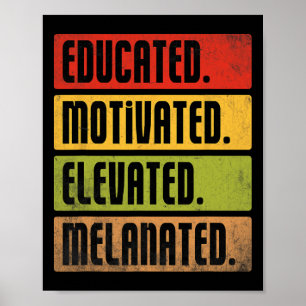Póster Educado Motivado Elevado Melanizado Bhm Afro Bla