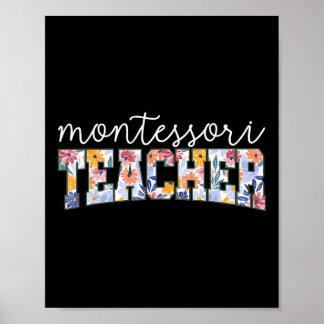 Póster Educadora Instructora Maestra Montessori Floral Re
