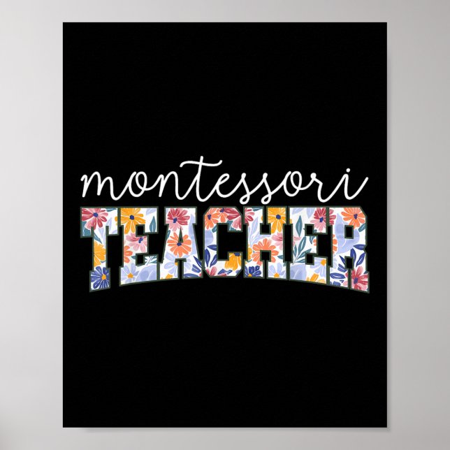 Póster Educadora Instructora Maestra Montessori Floral Re (Frente)