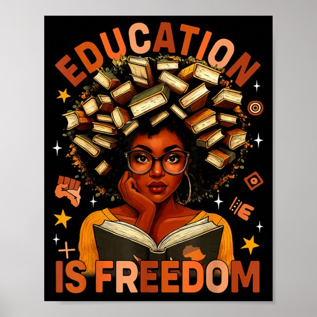 Póster Education Is Dom Black Teacher Books Black History (Frente)