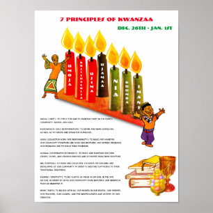 Póster Educational KWANZAA Poster 7 Principles, Symbols