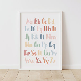 Póster Educational Rainbow Watercolor Alphabet