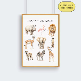 Póster Educativo de Animales de Safari