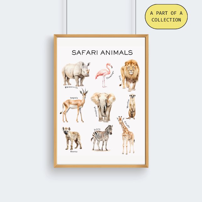Póster Educativo de Animales de Safari (Subido por el creador)