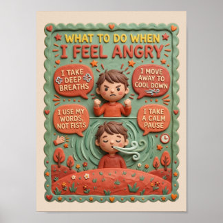 Póster Educativo de gestión de emociones para niños enfad