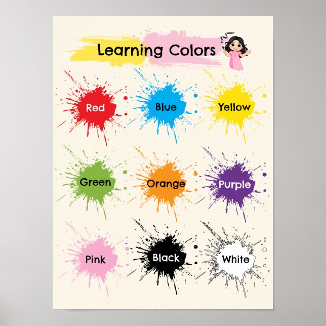 Póster educativo para aprender colores (Frente)