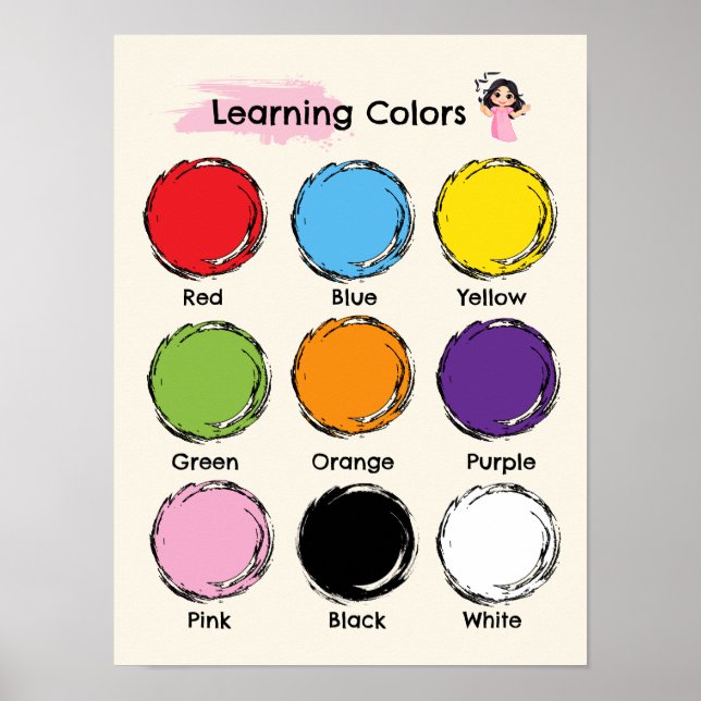 Póster educativo para aprender colores (Frente)