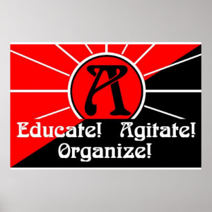 Póster eduque agitan organizan el poster