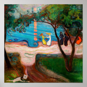Póster Edvard Munch - Baile en la playa