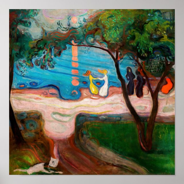 Póster Edvard Munch - Baile en la playa (Frente)