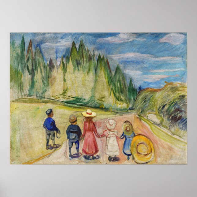Póster Edvard Munch - El bosque de cuento de hadas (Frente)