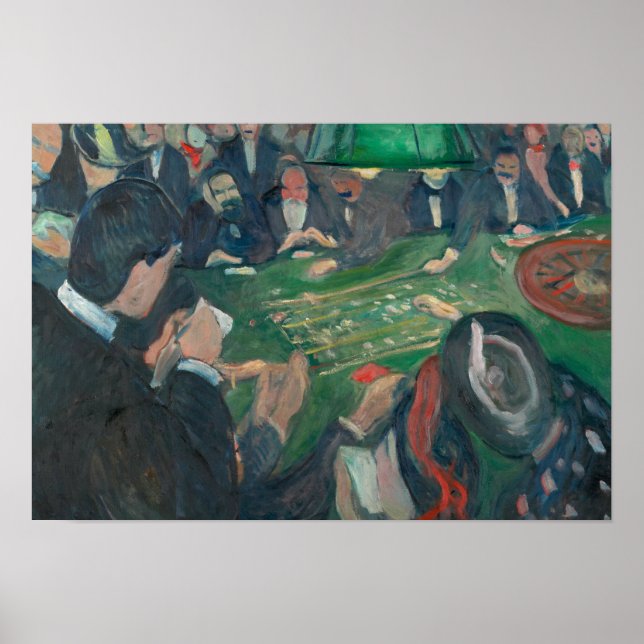 Póster Edvard Munch - En la mesa de la ruleta (Frente)