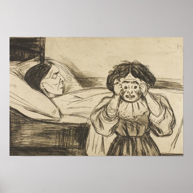 Póster Edvard Munch - La madre muerta y su hijo (Frente)