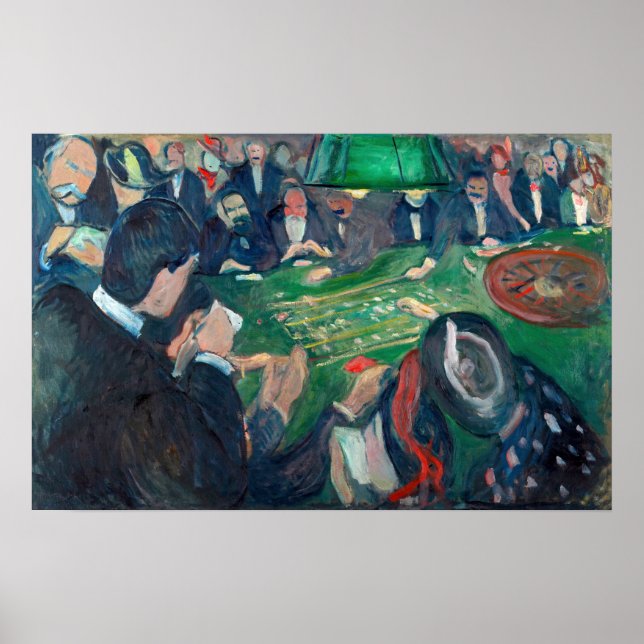Póster Edvard Munch - La mesa de la ruleta en Monte Carlo (Frente)