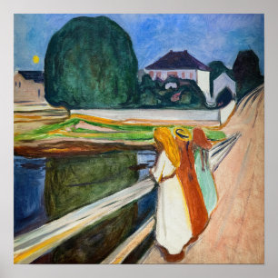 Póster Edvard Munch - Las chicas en el puente Noche Blanc