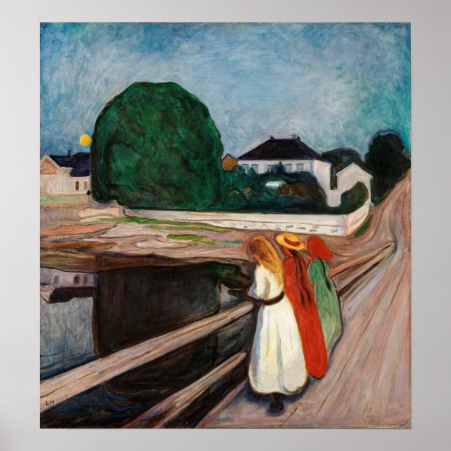 Póster Edvard Munch - Los Chicas en el puente (Frente)