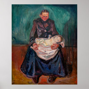 Póster Edvard Munch - Mujer con un hijo enfermo, herencia