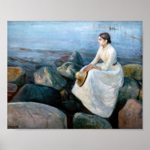 Póster Edvard Munch - Noche de verano, Inger en la playa