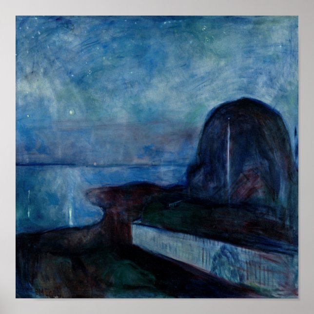 Póster Edvard Munch - Noche estrellada 1893 (Frente)