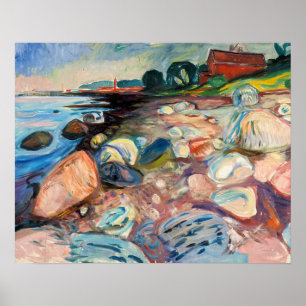 Póster Edvard Munch - Shore with Red House