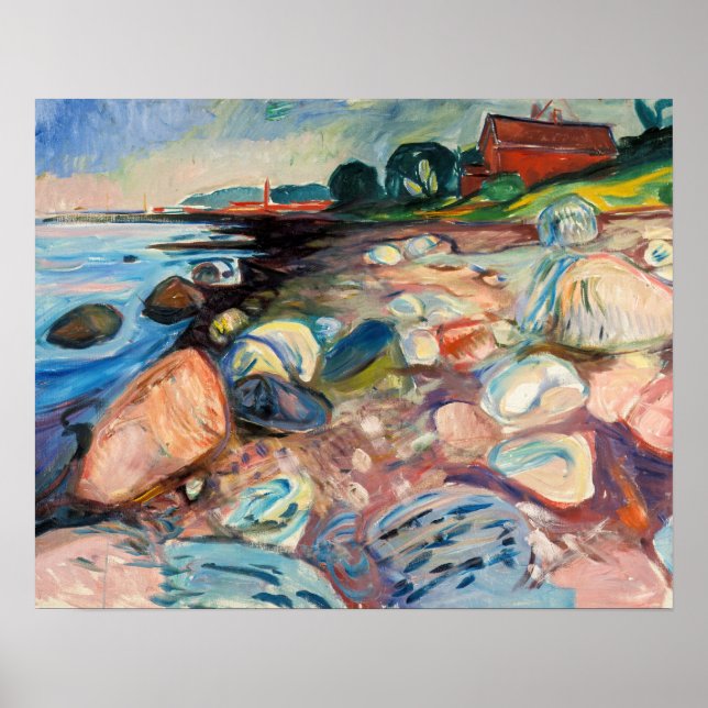 Póster Edvard Munch - Shore with Red House (Frente)