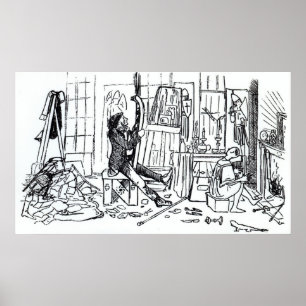 Póster Edward Burne-Jones trabajando en su estudio