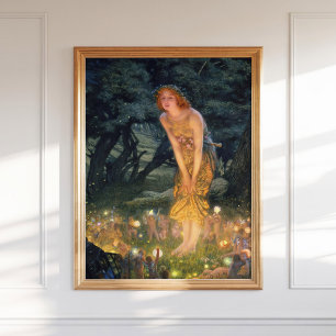 Póster Edward Robert Hughes Pintura de hadas de media noc