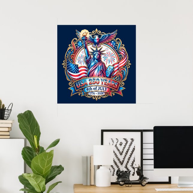 Póster EE. UU. 250 años 4 de julio 1776-2026 (Oficina en casa)