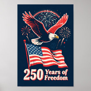Póster EE. UU. 250 años de libertad Águila patriótica