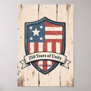 Póster EE. UU. 250 Insignia Rústica 1776–2026 Patriótica