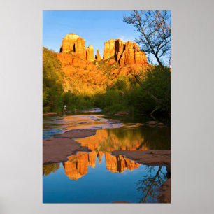 Póster EE. UU., Arizona. Cathedral Rock al atardecer