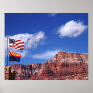 Póster EE.UU., Arizona, remolque banderas en el Gran Cañó