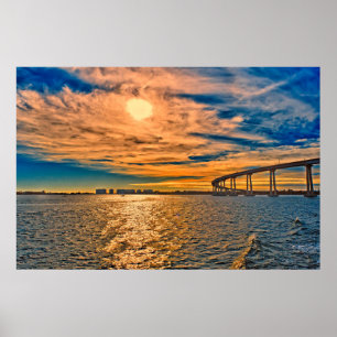 Póster EE. UU., CA, Puente de la Bahía de San Diego-Coron