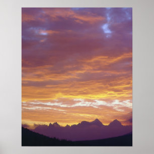 Póster EE. UU., California, Atardecer sobre la Sierra Nev