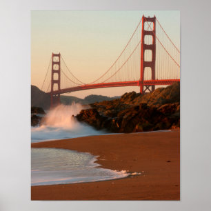 Póster EE.UU., California. Vista del puente Golden Gate