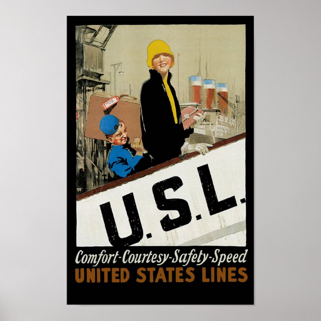 Póster EE.UU. ~ Confort, cortesía, seguridad, velocidad (Frente)