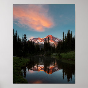Póster EE. UU., Estado de Washington. Reflejado el Mt. Ra