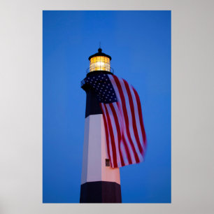 Póster EE. UU., Georgia, Isla Tybee, Bandera ondeando 2