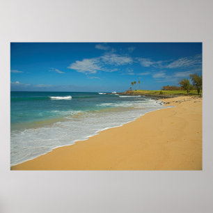Póster EE.UU., Hawaii, isla Molokai, playa de tres millas